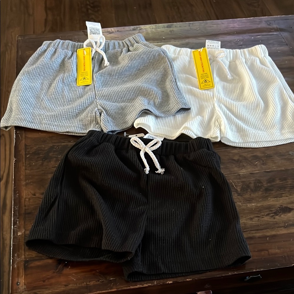 SHEIN Black and Gray Casual Shorts with Elastic Waistbands